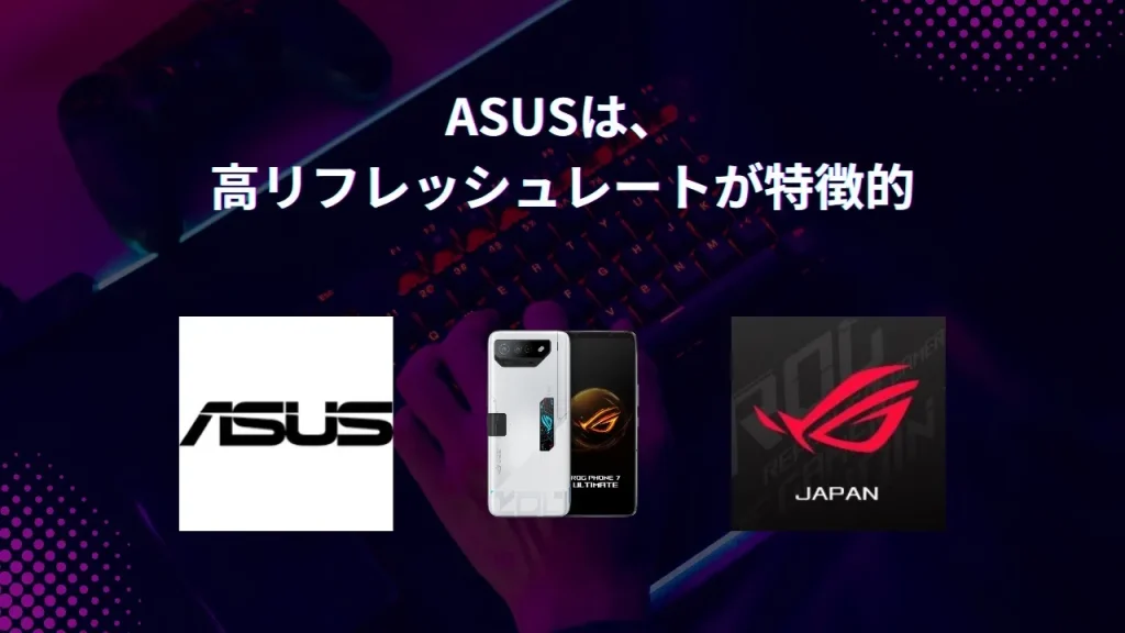 ゲーミングスマホを販売しているASUSの特徴が一目で分かる画像