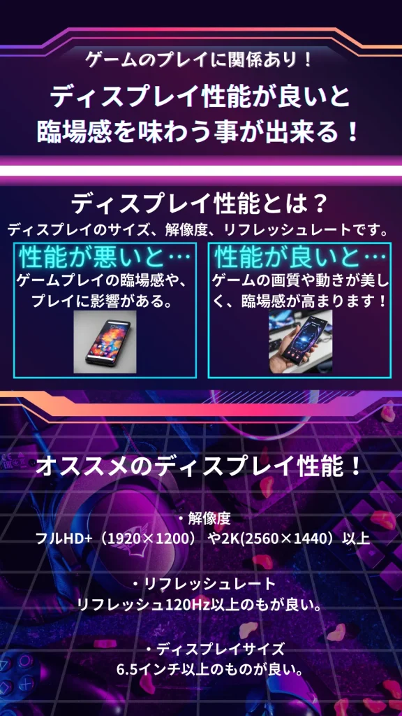 ゲーミングスマホのディスプレイ性能の解説とおすすめのディスプレイ性能についての解説